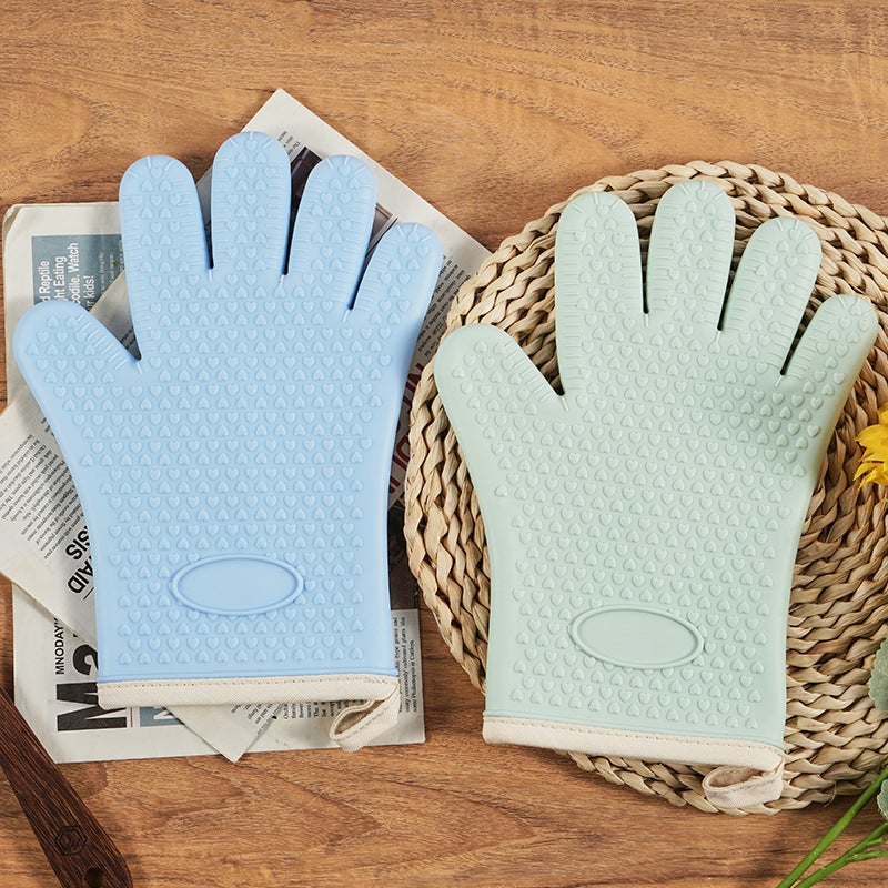 Thickened Cotton Microwave Baking Gloves light green - Image 4