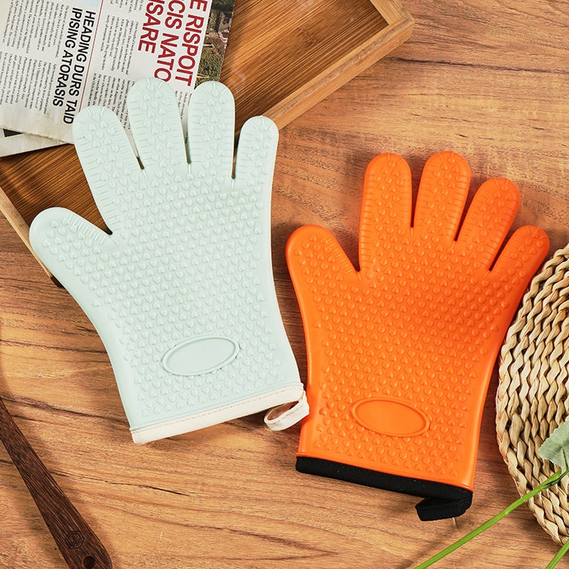 Thickened Cotton Microwave Baking Gloves light green - Image 3