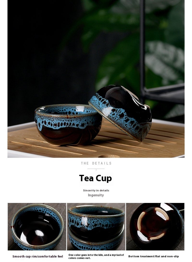 AiQi Portable Kungfu Tea Set with Kiln-Change Glaze – 1300°C Fired Ceramic Tea Pot 220ml, 4 Cups, Tea Canister & Bamboo Tea Tray – Travel, Office, Camping Tea Ceremony Gift Set - Image 2