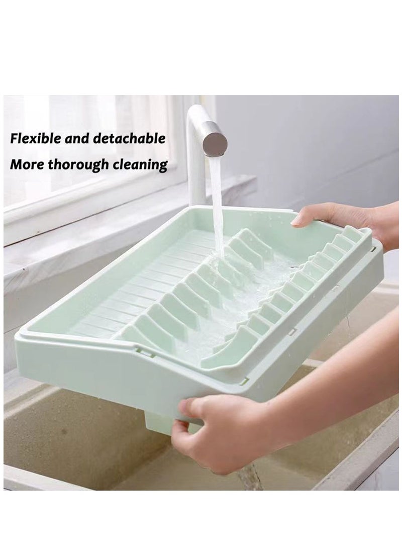 Arabest - Covered Dish Drying Rack, Kitchen Dish Drainer with Lid, Plastic Dustproof Drain Storage Box Large Basket Cutlery Holder Utensil Organizer Caddy Box for Kitchen Counter - Image 1