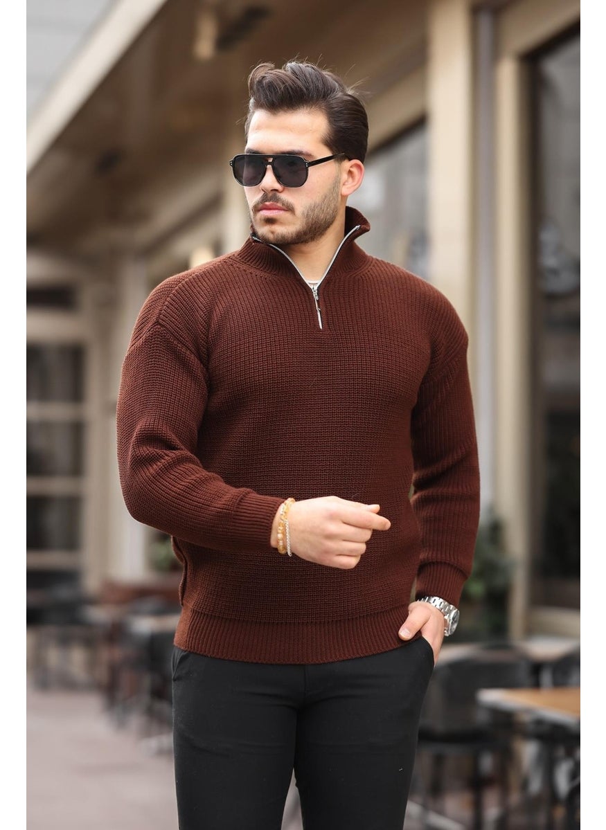 Oversize Selanik Knit Half Zipper Men's Knitwear Sweater - Brown - pzsku/Z9AAD1B55A4D78A2E6A4AZ/45/_/1741192166/8d109ab4-7212-4ca8-afeb-d8da3ba0dbfe