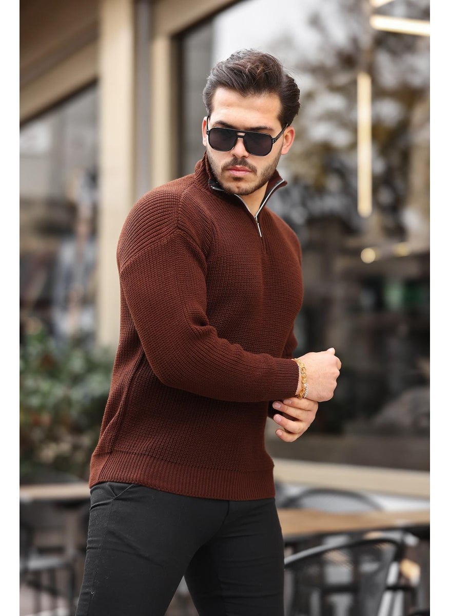 Oversize Selanik Knit Half Zipper Men's Knitwear Sweater - Brown - pzsku/Z9AAD1B55A4D78A2E6A4AZ/45/_/1741192172/07a47e86-2d11-4be6-81dc-af155029a505