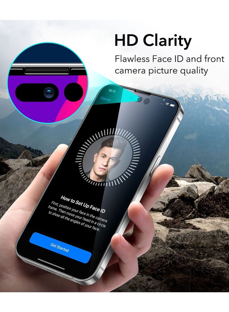 BORTONY Double Screen Protector Compatible for iPhone 14/14 Pro/13/13 Pro [6.1 Inch] Full Coverage 9D Tempered Glass Film For iPhone 14 Pro Clear/Black - Image 3