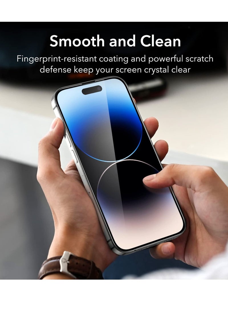 BORTONY Double Screen Protector Compatible for iPhone 14/14 Pro/13/13 Pro [6.1 Inch] Full Coverage 9D Tempered Glass Film For iPhone 14 Pro Clear/Black - Image 2