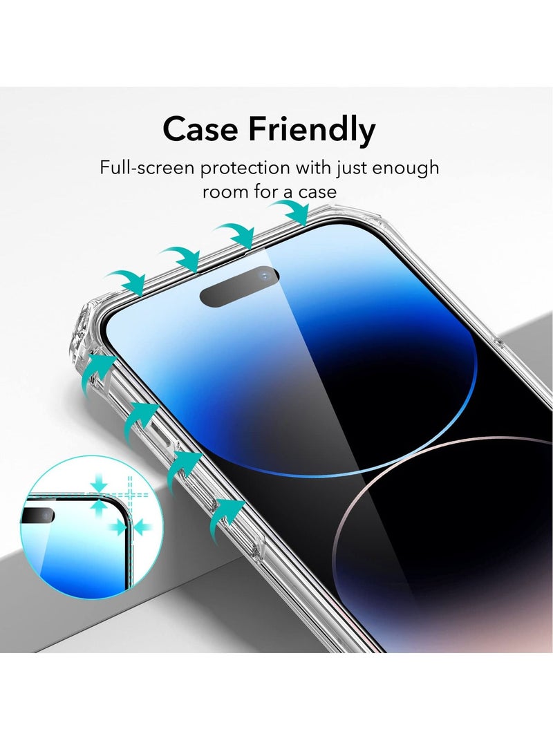 BORTONY Double Screen Protector Compatible for iPhone 14/14 Pro/13/13 Pro [6.1 Inch] Full Coverage 9D Tempered Glass Film For iPhone 14 Pro Clear/Black - Image 5