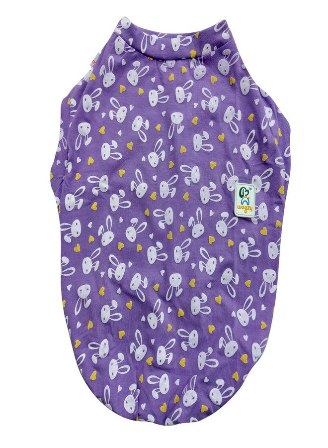 WAGZY Purple Cute Bunny Printed T-Shirts for Puppies, Kitten, Dogs and Cats (12" - XS) - Image 1