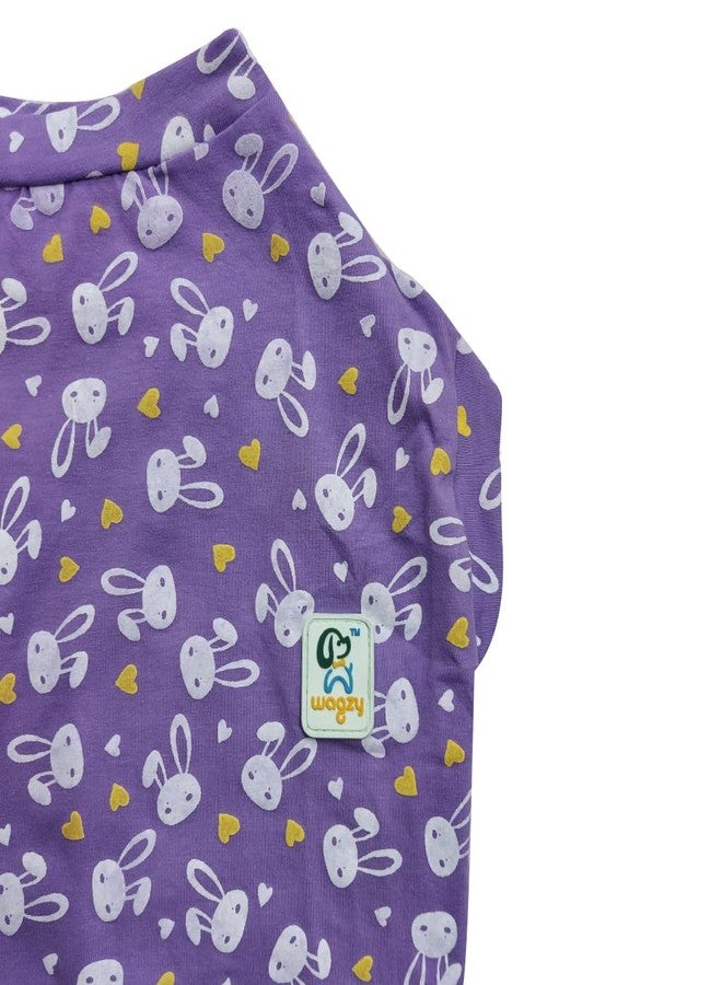 WAGZY Purple Cute Bunny Printed T-Shirts for Puppies, Kitten, Dogs and Cats (12" - XS) - Image 2