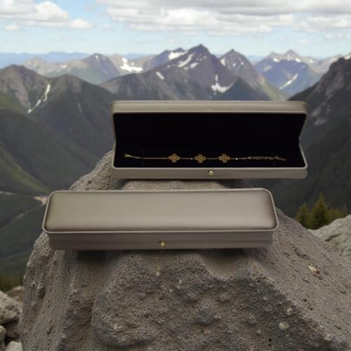 DIAcheck Moon PU Finish Jewellery Boxes with Golden Crown Button, (Rosegold, Bracelet/Chian (9.0x2.5)) - Image 4