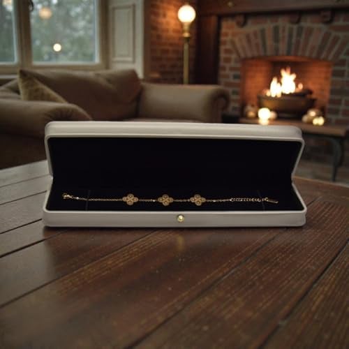 DIAcheck Moon PU Finish Jewellery Boxes with Golden Crown Button, (Rosegold, Bracelet/Chian (9.0x2.5)) - Image 5