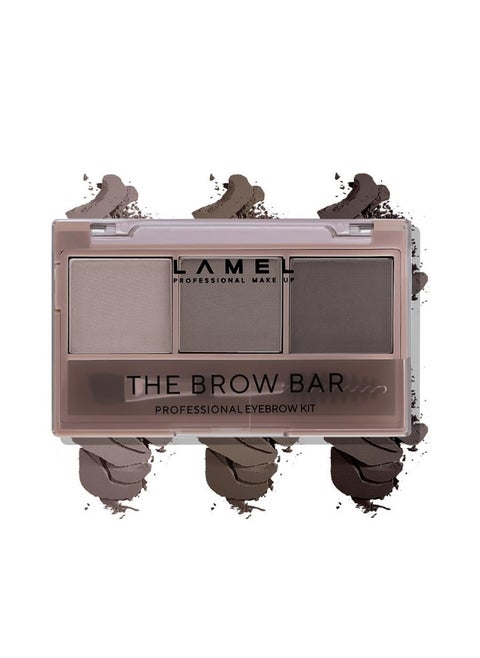 LAMEL Brow Bar Professional Eyebrow Palette - Define, Fill and Shape Brows, Long-lasting, Easy to Blend, Customizable Looks, 401-4.5g/ 0.15oz. (Mid Brown)