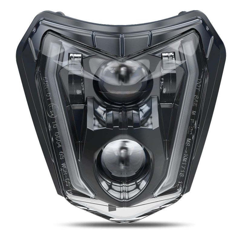 BICYACO Dirt Bike Headlight, 66W 3000LM DOT LED Headlight with DRL High Low Beam, Compatible with Enduro Motorcycle Pit Bike ATV EXC XCW SXF SX 125 250 300 350 450 500 530 SMC R 690 Supermoto - Image 1