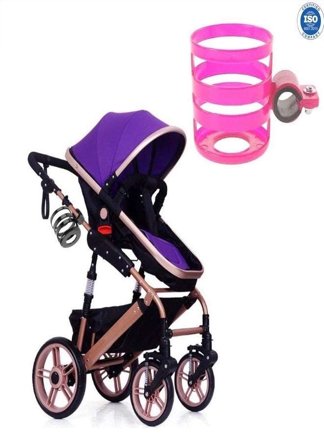 Safe-O-Kid® 2 Pcs Stroller Cup Holder – Universal, Adjustable, Secure Drink Holder for Strollers, Buggies & Prams - Pink - Image 3