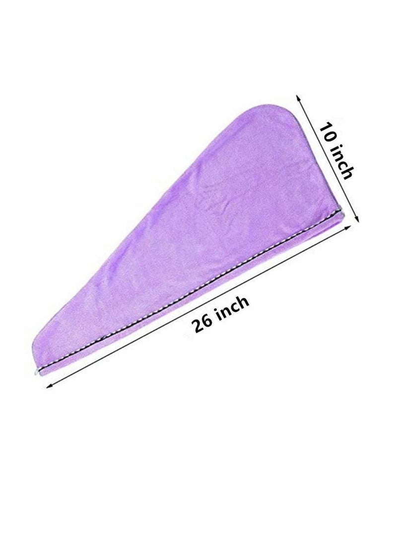 KASTWAVE - 2 Pack Microfiber Hair Towel Wrap, Quick Dry Hair Hat Anti-frizz Fasten Head Turban with Button, Super Absorbent Soft Quick Dry Hair Turban for Long Thick and Curly Hair (10 x 26inch, Purple and Red) - Image 1