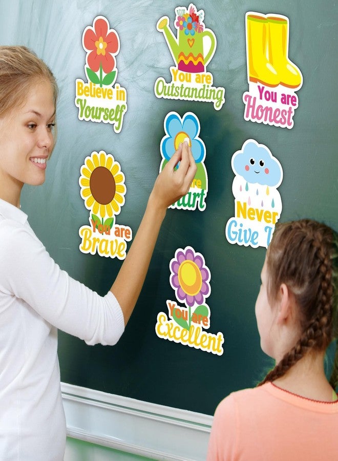 CHUNNIN 72PCS Flower Cutouts Spring Theme Flowers Bulletin Board Decorations Spring Motivational Positive Cutouts for Party Home Classroom Back to School Decor - Image 4