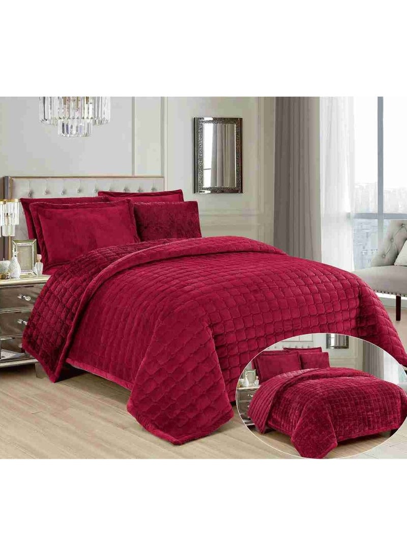 6 Pieces Winter Soft Plain Double Bedspread Set Quilt Size 240x200 cm Microfiber - Image 1