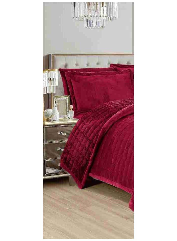 6 Pieces Winter Soft Plain Double Bedspread Set Quilt Size 240x200 cm Microfiber - Image 2