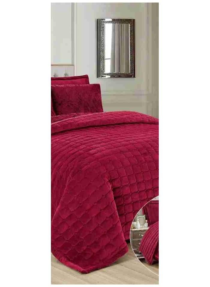 6 Pieces Winter Soft Plain Double Bedspread Set Quilt Size 240x200 cm Microfiber - Image 3