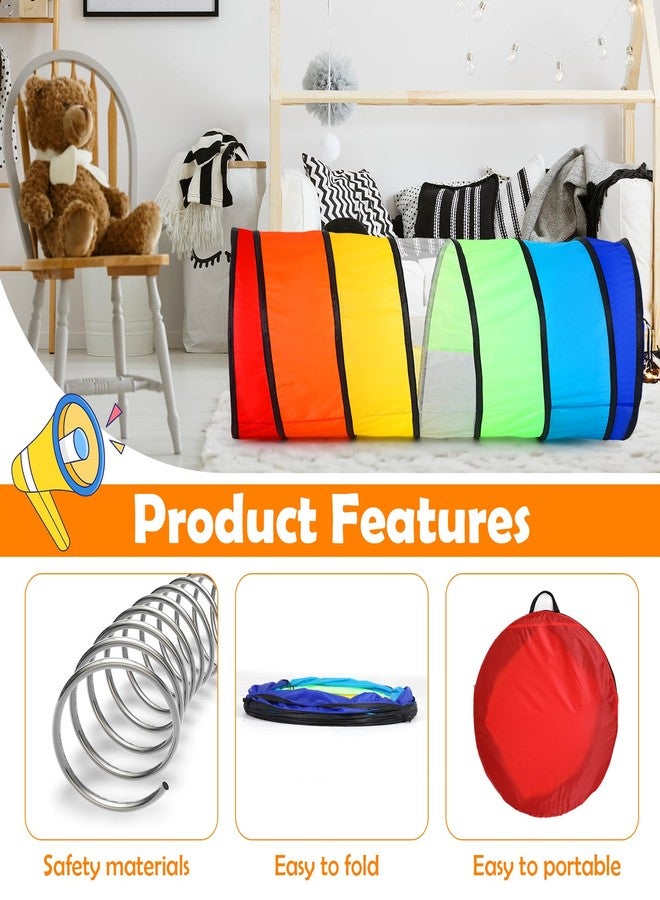 PullCrease نفق لعب عملاق 27.6 بوصة للأطفال والكلاب الكبيرة - لعبة نفق زحف ملون قابلة للطي مع شبكة قابلة للتنفس هدية للبنات والأولاد للعب في الداخل والخارج - Image 3