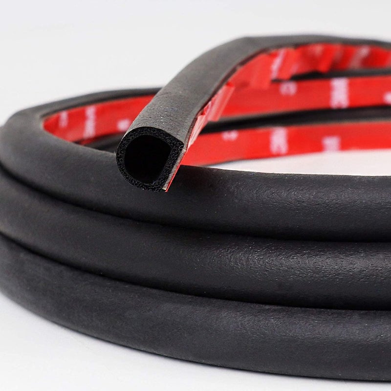 EdgeSeal شريط ختم مطاطي على شكل D لأبواب السيارات - 28 قدم من شريط الطقس الأسود مع لاصق ذاتي - Image 1