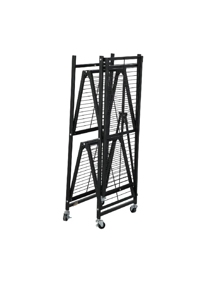 HoneyBee 3-Tier Foldable Shelf with Wheels Black 89.5 x 71 x 34 cm