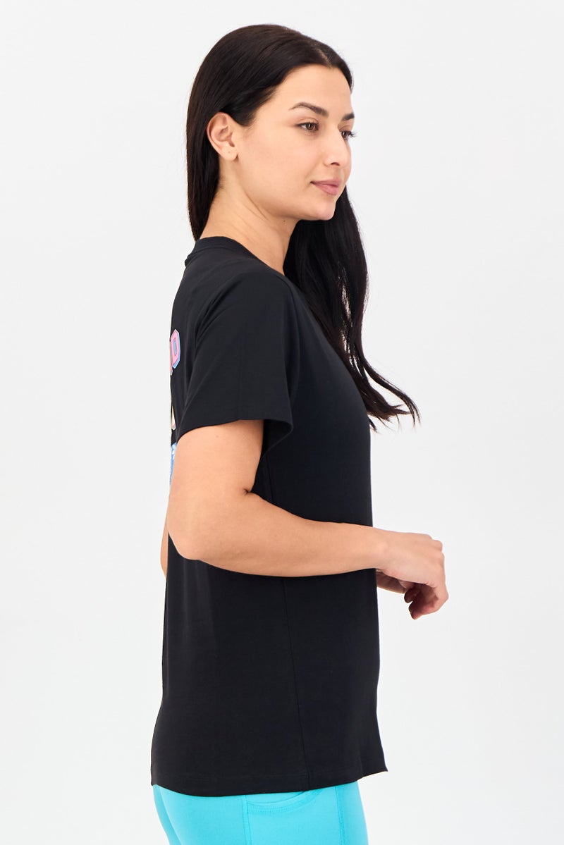 adidas Originals Women Sportswear Fit Short Sleeve Outdoor T-shirt, Black - Image 2