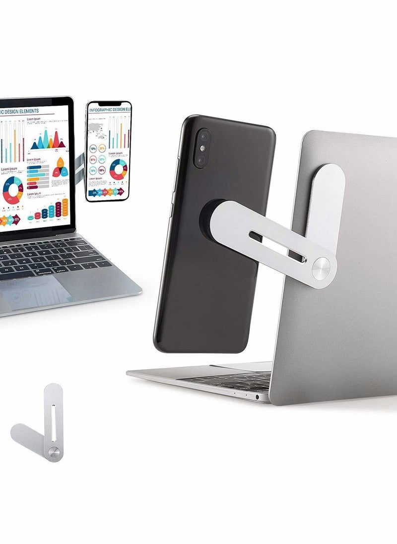 Excefore Side Mount Clip on Laptop for Phone, Aluminum Alloy Computer Expansion Bracket with Rotatable Angle Adjustment Foldable Phone Holder Stand for Laptop Same Screen for All Smart Phones  - Image 1