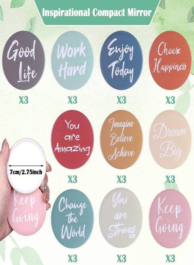 Warmshine 30 Pcs Employee Appreciation Gifts Bulk Inspirational Compact Mirror Round Small Makeup Mirror Portable Pocket Mini Mirror Thank You Gift for Women Nurse Teacher Team Coworker Staff - Image 2
