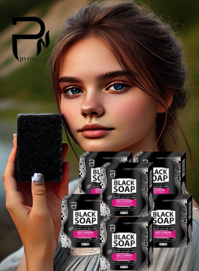 بيرون 6 قطع صابون أسود بالكولاجين والفحم 100جرام - Image 1