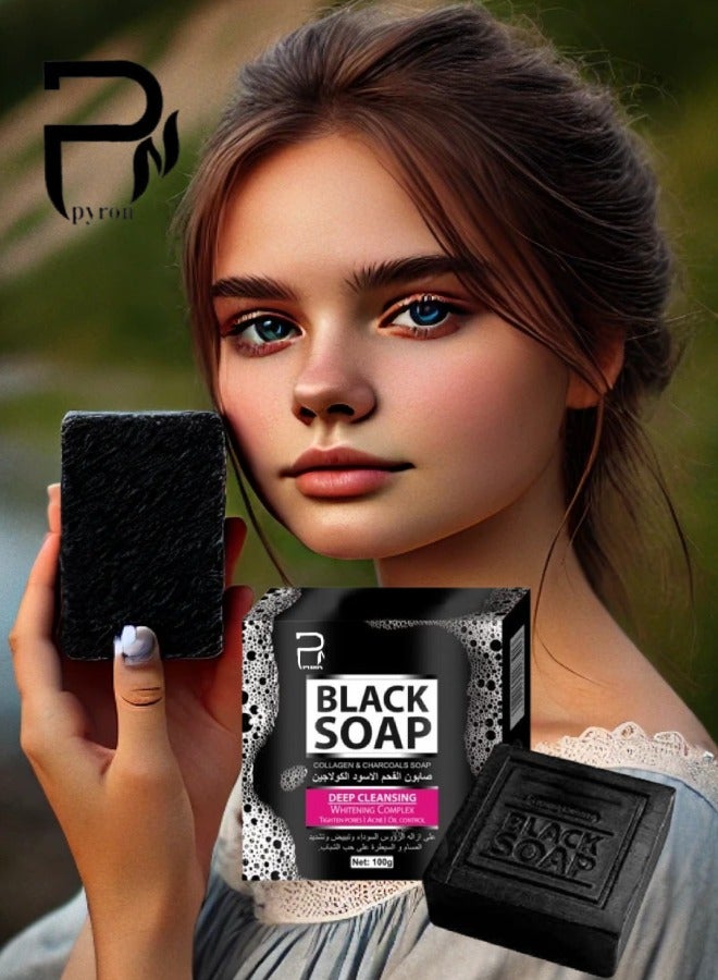بيرون 6 قطع صابون أسود بالكولاجين والفحم 100جرام - Image 2