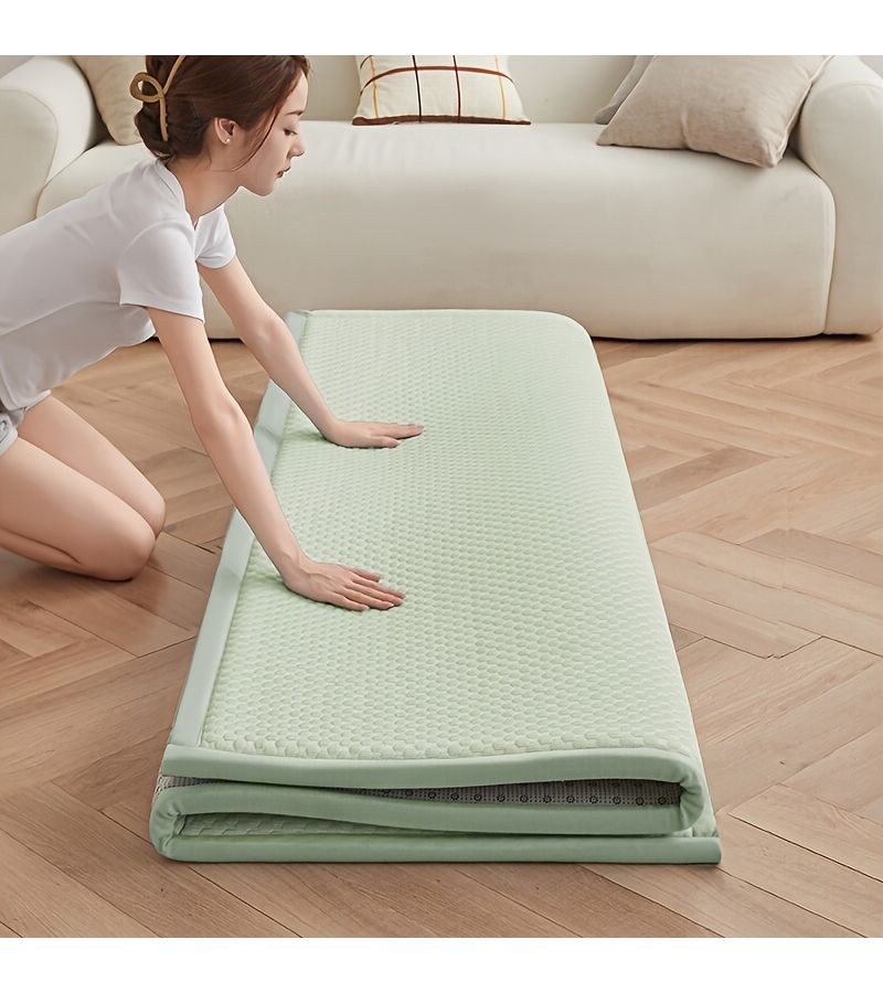 Green Dot Summer Mattress Breathable Cool Fabric Floor Mat For Living Room Bedroom Outdoor Camping Easy To Fold 60x120 Cm 1.2 Cm Thick - Image 2
