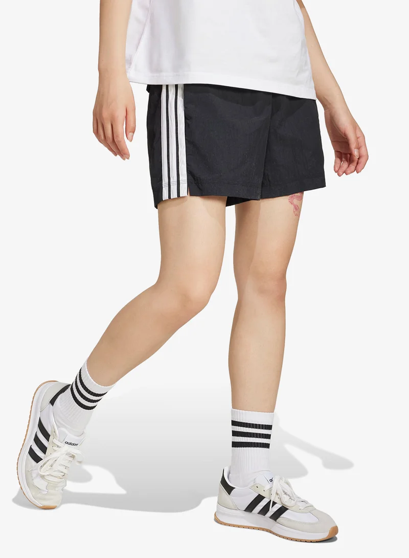 Adidas BLACK/WHITE 3-Stripes Essential Woven Shorts for Women | Best Price UAE