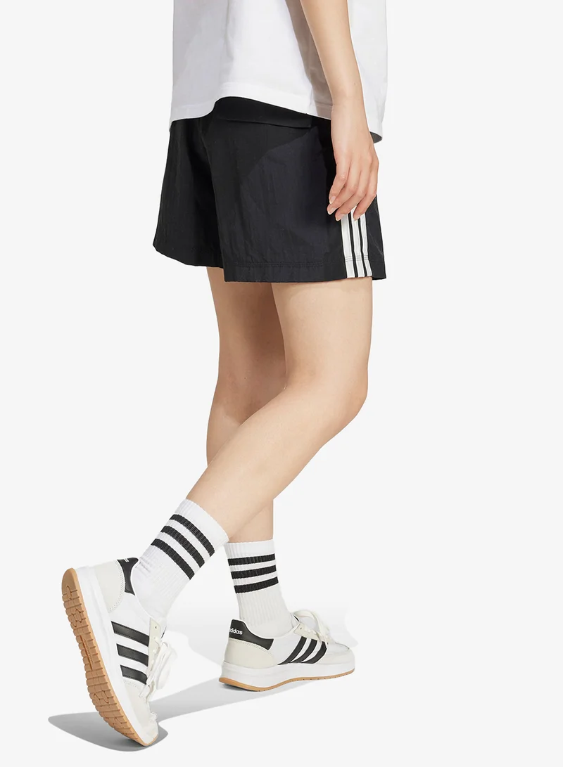 Adidas BLACK/WHITE 3-Stripes Essential Woven Shorts for Women | Best Price UAE