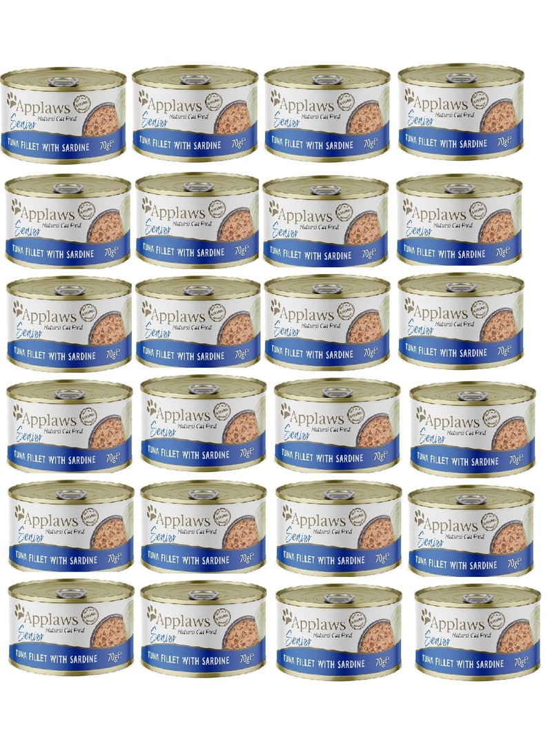 Applaws علبة 24 قطعة من سمك التونة مع السردين من شركة أبلاوز للقطط الكبيرة، 70 جرام - Image 1