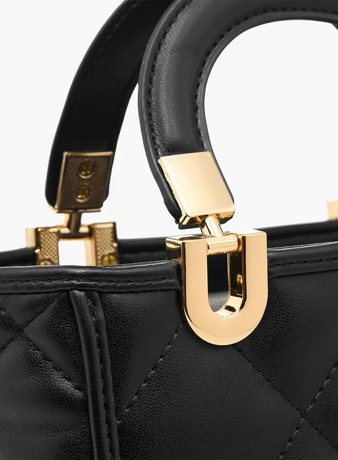 Flora Bella By Shoexpress Quilted Crossbody Bag with Detachable Shoulder Strap