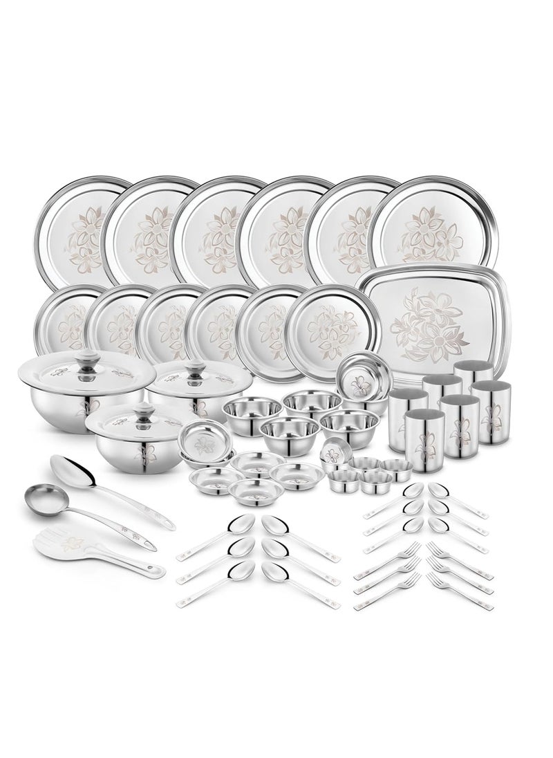 Classic Essentials Classic Essentials Stainless Steel Dinner SetServes 6 PeopleHeavy GaugeKitchen SetPermanent LaserGlory Set of 61  - Image 1