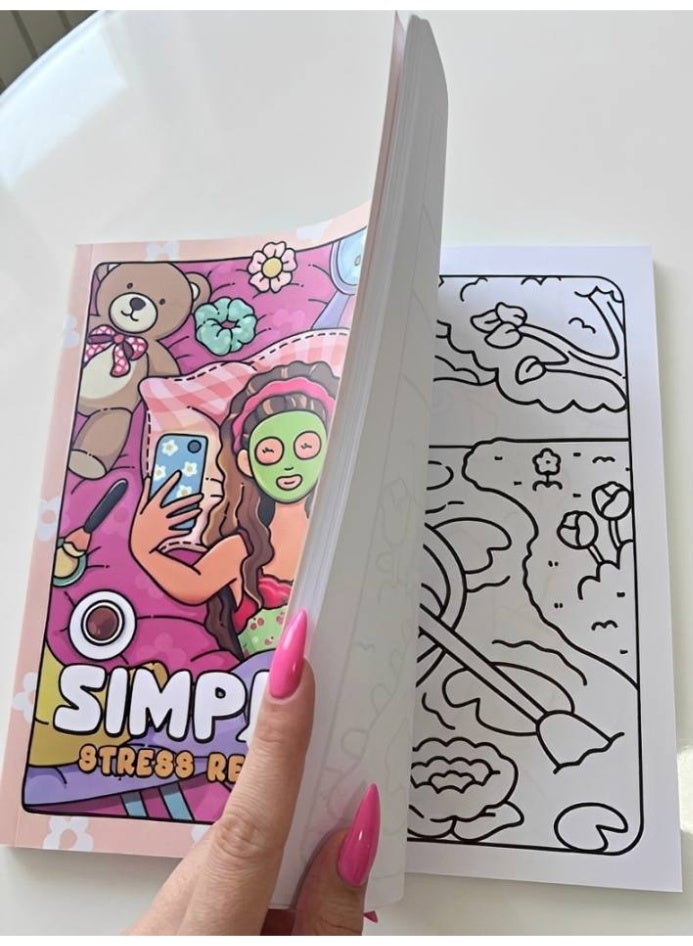 كتاب تلوين "Simple Joys" برسومات سهلة وبارزة - لتخفيف التوتر والقلق للبالغين والمراهقين - 24 تصميماً مريحاً من الحياة اليومية - Image 3