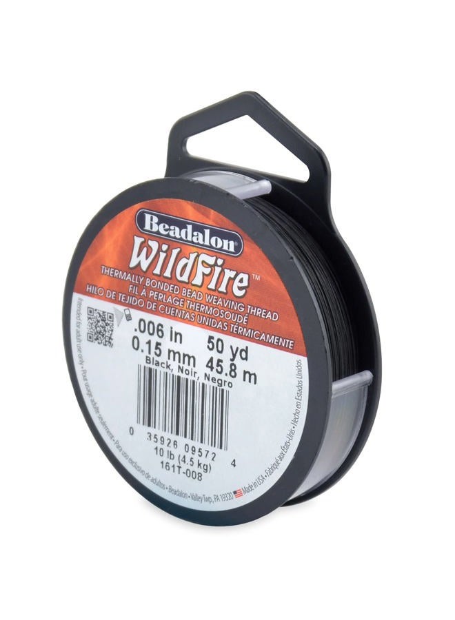 Beadalon Wildfire Stringing Thread .006" X50'-Black - Image 1