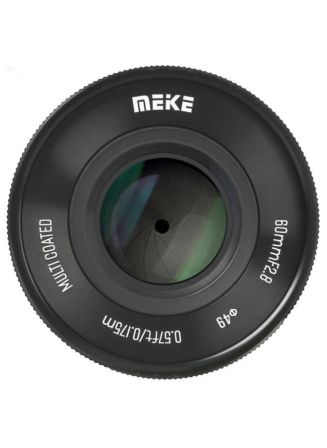Meike - 60mm f2.8 Large Aperture APS-C Frame Manual Focus Prime Fixed Lens Compatible with Canon EF-M Mount Mirrorless Cameras EOS M M2 M3 M5 M6 M10 M50 M100 M6II M200 etc - Image 1