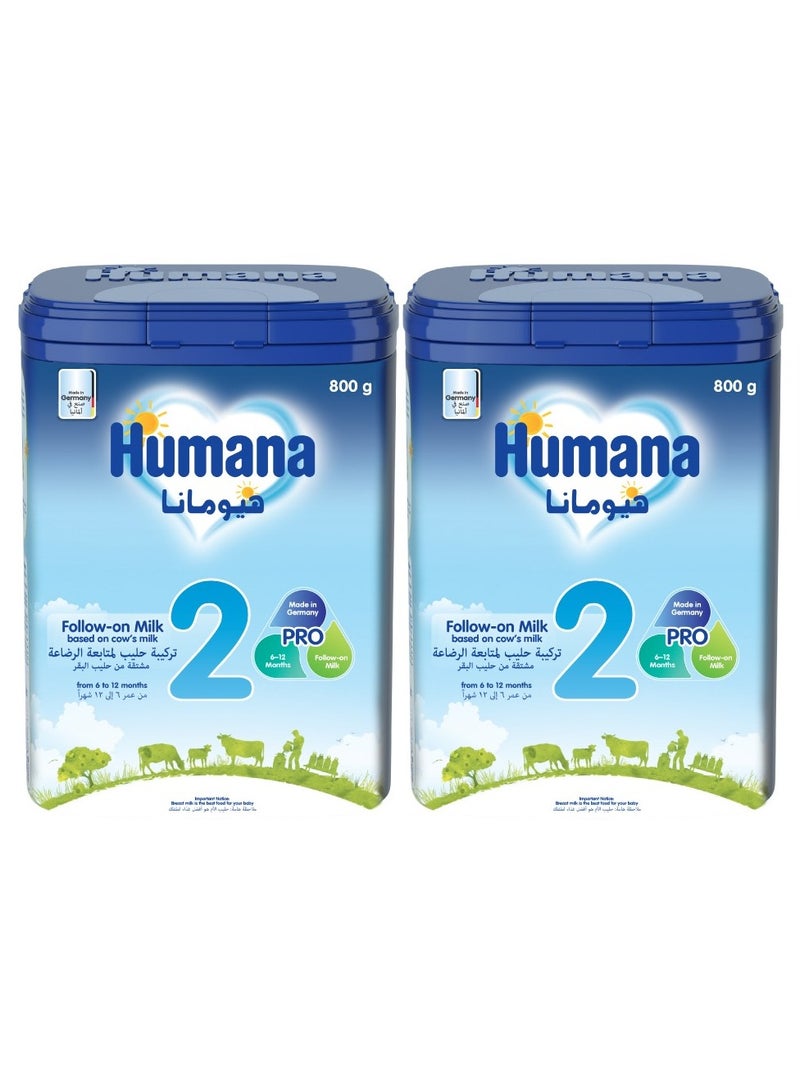 Humana Probalance Stage 2 Follow On Formula Non Gmo 6-12M 2 x 800g - Image 1