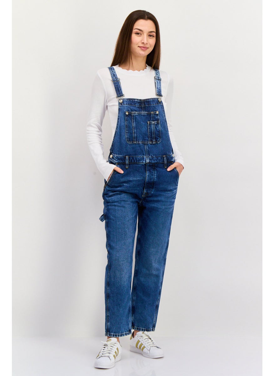 Pepe Jeans Women Wash Denim Sleeveless Jumpsuit, Blue  - Image 1