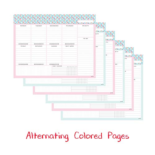 Peachly Undated Desk Planner Pad - 52 Pages Weekly Notepad with To Do List and Habit Tracker | Weekly Desk Pad Tear Off for Organization (Ice Cream) - Image 5
