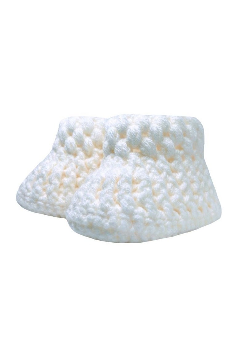Pikkaboo - Pikkaboo Cuddles and Snuggles Crochet Baby Booties-White - Image 1