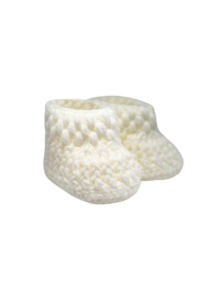 Pikkaboo - Pikkaboo Cuddles and Snuggles Crochet Baby Booties-White - Image 1