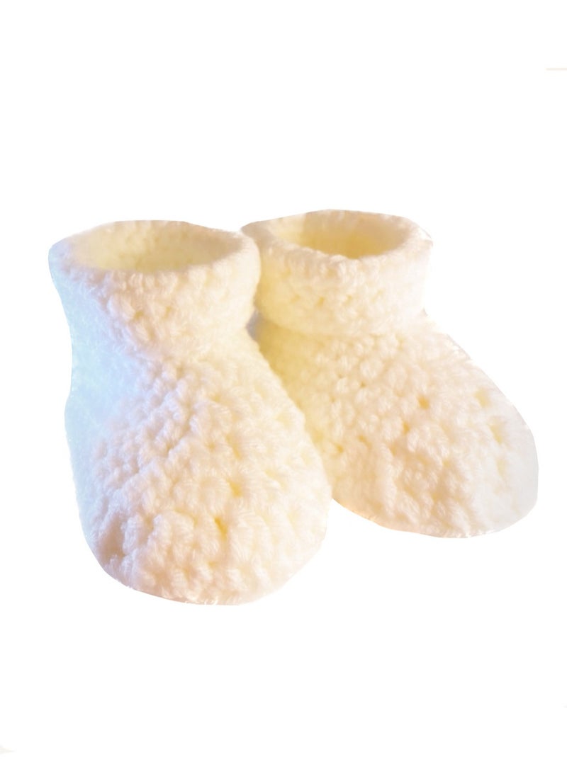 Pikkaboo - Pikkaboo Cuddles and Snuggles Crochet Baby Booties-White - Image 1