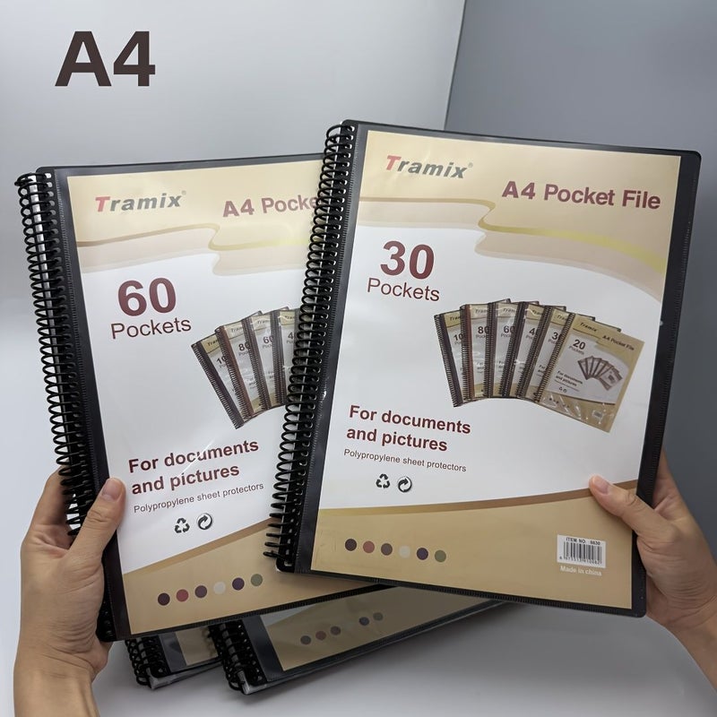 30 Pages A4 Spiral Coil Data Manual Clear Book Folder With Insert Bag Multilayer Data Book Certificate Collection Suitable For School And Office - Image 5