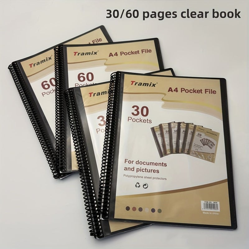 30 Pages A4 Spiral Coil Data Manual Clear Book Folder With Insert Bag Multilayer Data Book Certificate Collection Suitable For School And Office - Image 1