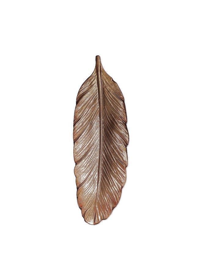 Art Street Golden Feather Design Tray MDF Wall Plate for Living Room, Decorative Wall Hanging Carved Decal for Home Décor (Set of 2, 5.2x15.5 Inch) - Image 2