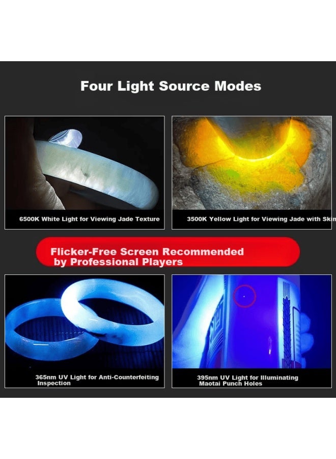 Mixout Mioute Jade Identification Flashlight Four-light Source Lcd Digital Display Direct Charging Jade Jadeite Purple Light Lamp - Image 4