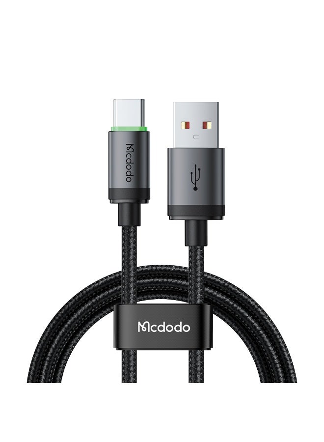 مكدودو كابل USB-C للشحن السريع 1 متر مع إضاءة LED من ماكدودو – كابل USB-A إلى USB-C لنقل البيانات متوافق مع هواتف سامسونج وأجهزة أندرويد والباور بانك – أسود - Image 1