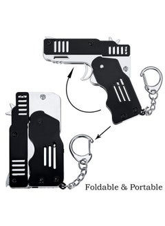 2 Packs Rubber Band Gun Toy Mini Metal Folding Rubber Gun Rubber Launcher Toy Gun With Keychain For Shooting Game Outdoor Activities (Black) - pzsku/Z9AADE01F6FB16AC59E04Z/45/_/1680818675/89a8e494-c948-499c-9ca6-729170330e78